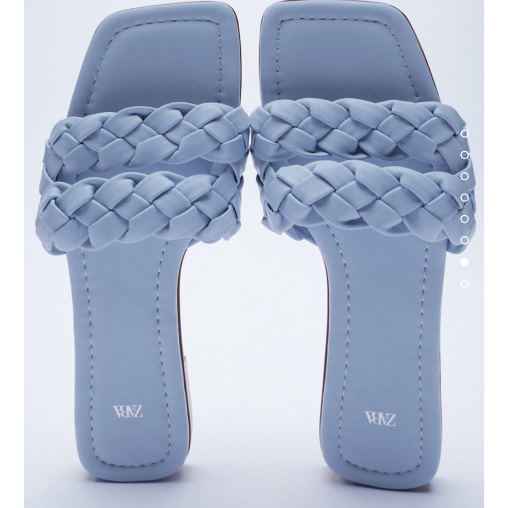 Zara Blue Braided Flat Sandals